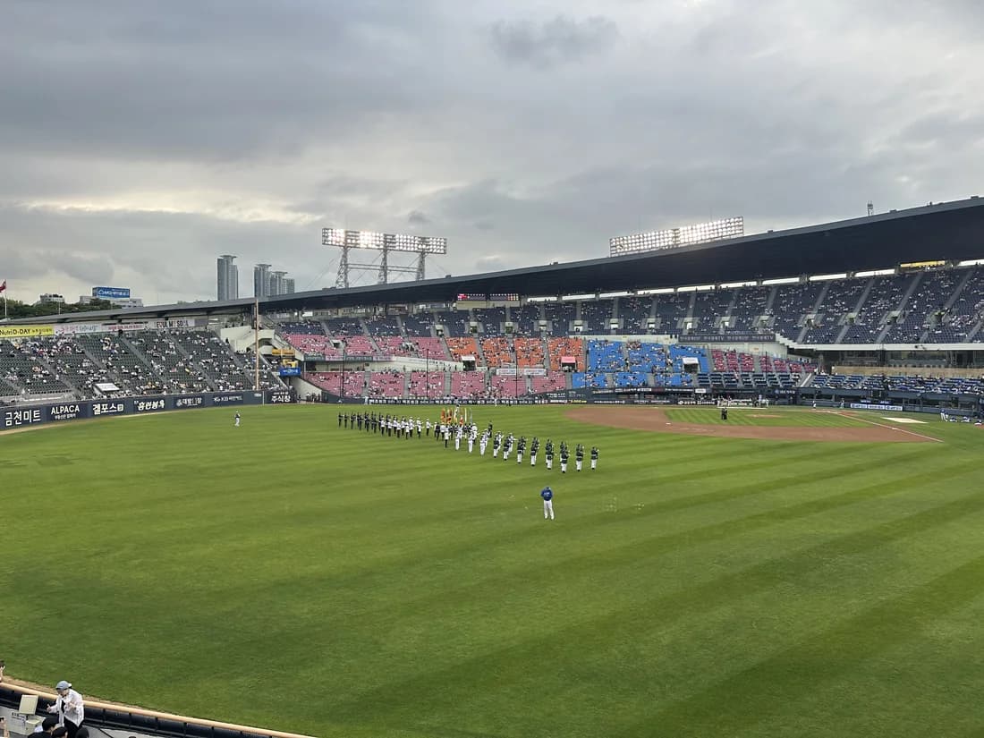 Entering the stadium and finding seats